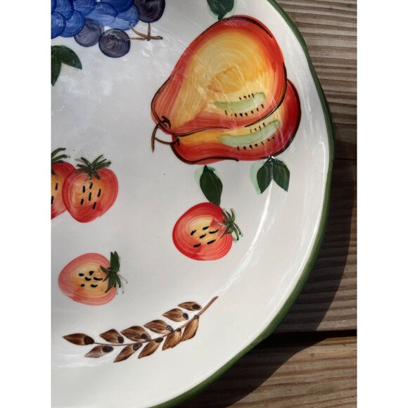 Oneida Vintage Hand-Painted Fruit Dinner Plate With Green Trim Edge - Picture 4 of 12